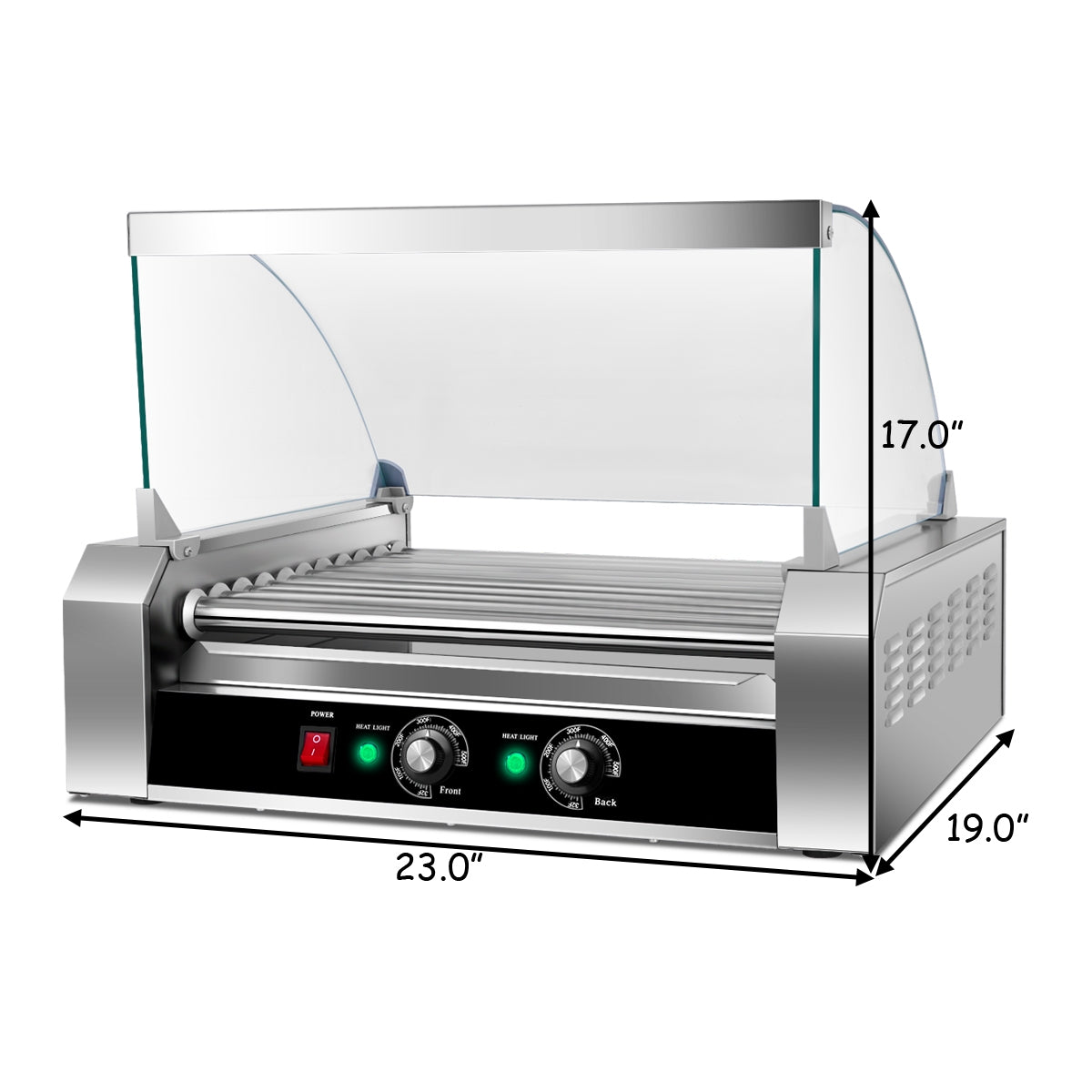 Stainless Steel Commercial 11 Roller Grill and 30 Hot Dog Cooker Machine