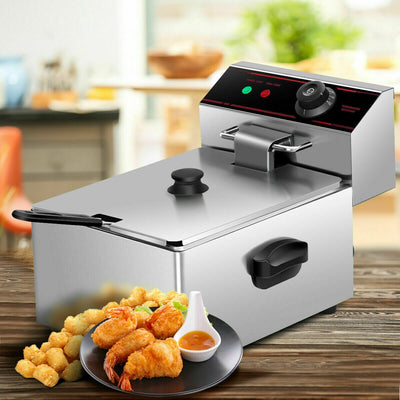 1700W Single Electric Deep Fryer with Basket Scoop UnitÂ 
