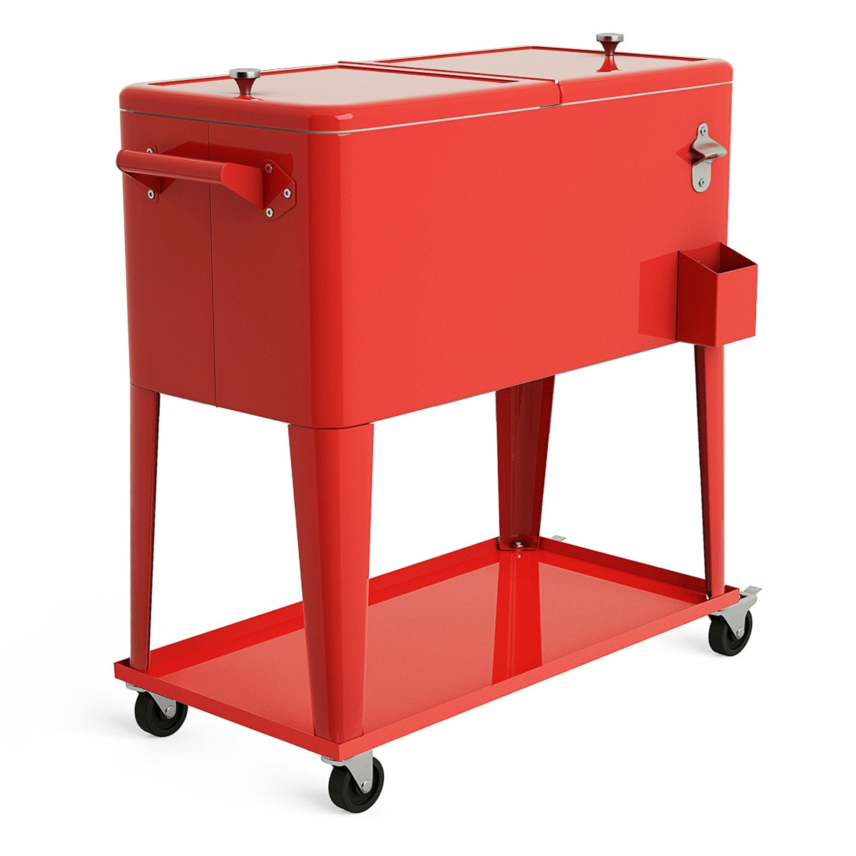 80 Quart Outdoor Patio Rolling Steel Construction Cooler