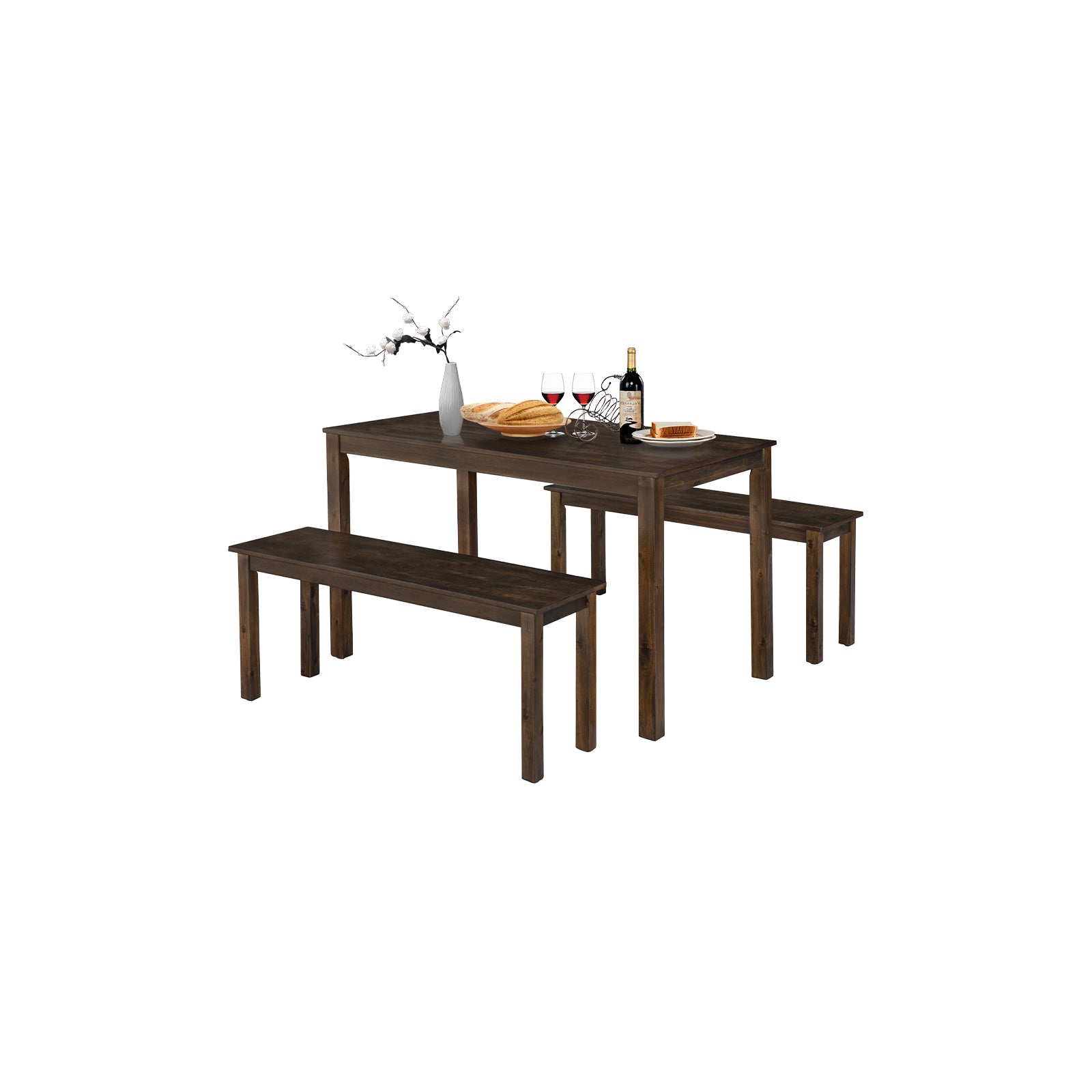 3 Pieces Modern Studio Collection Table Dining Set-Coffee