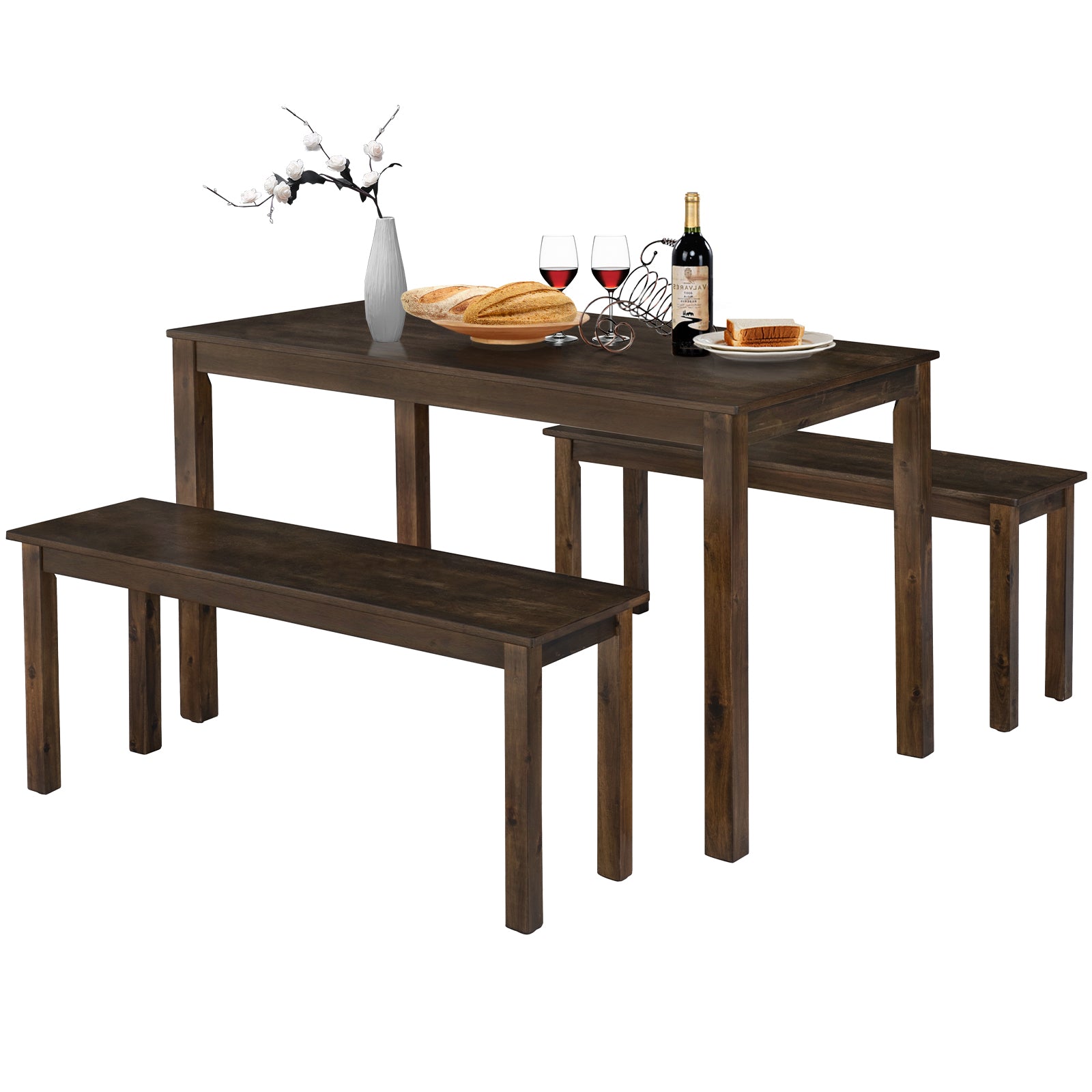 3 Pieces Modern Studio Collection Table Dining Set-Coffee