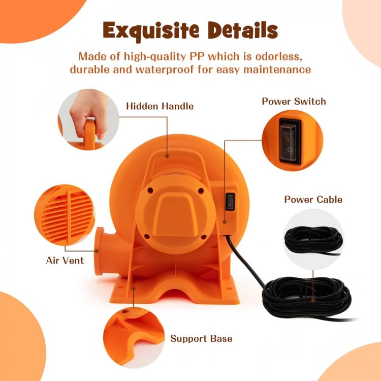 550W Air Blower for Inflatables with 25 feet Wire and GFCI Plug-550W