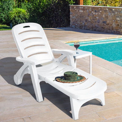 5 Position Adjustable Patio Recliner Chair with WheelsÂ 