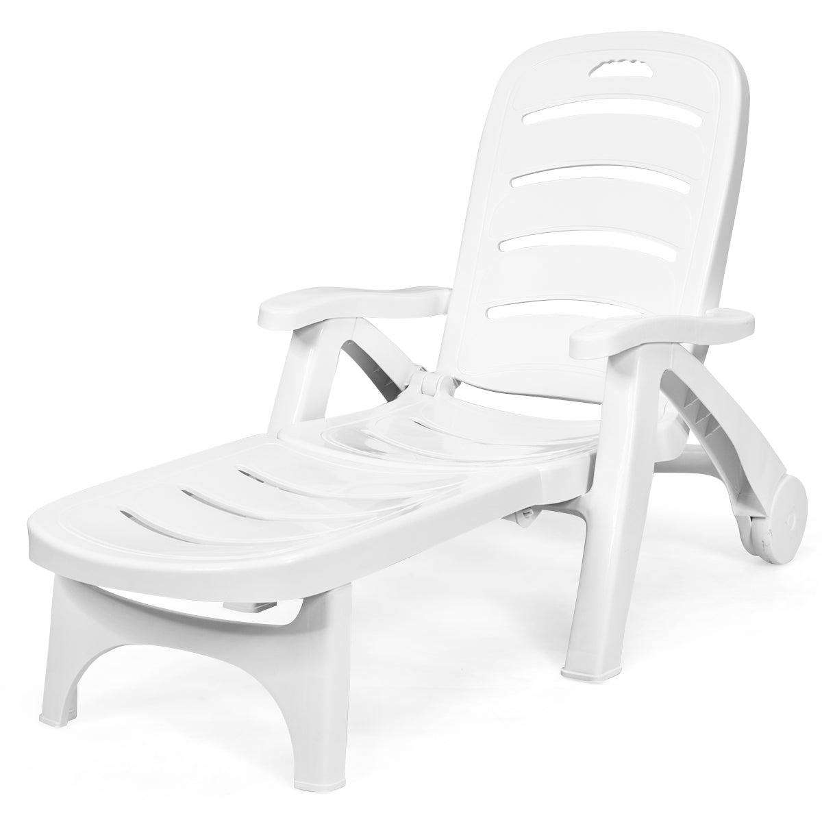 5 Position Adjustable Patio Recliner Chair with Wheels