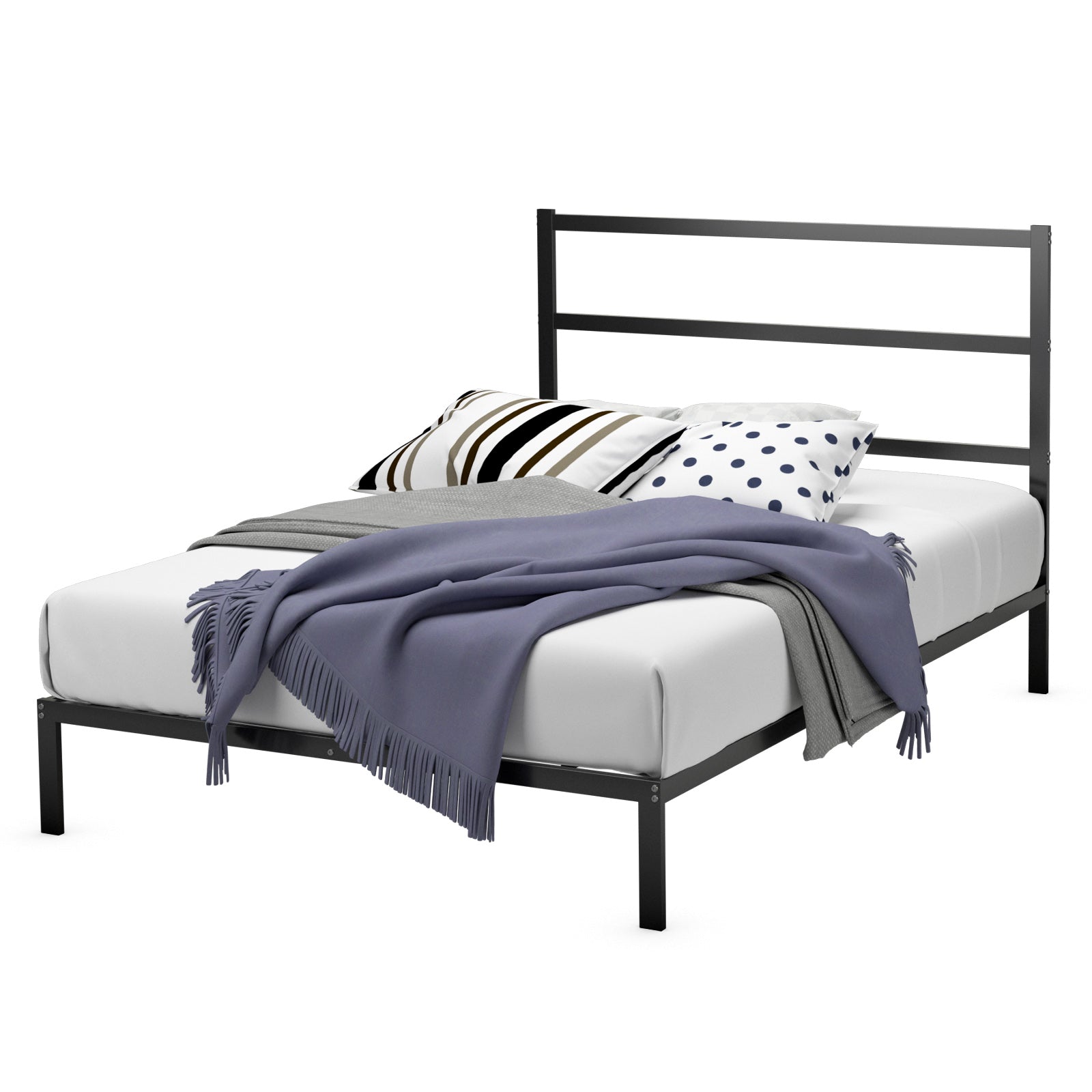 Twin/Full/Queen Size Metal Bed Platform Frame with Headboard-Full Size