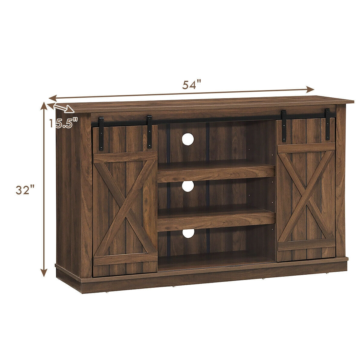 Sliding Barn TV Stand Console Table-Brown