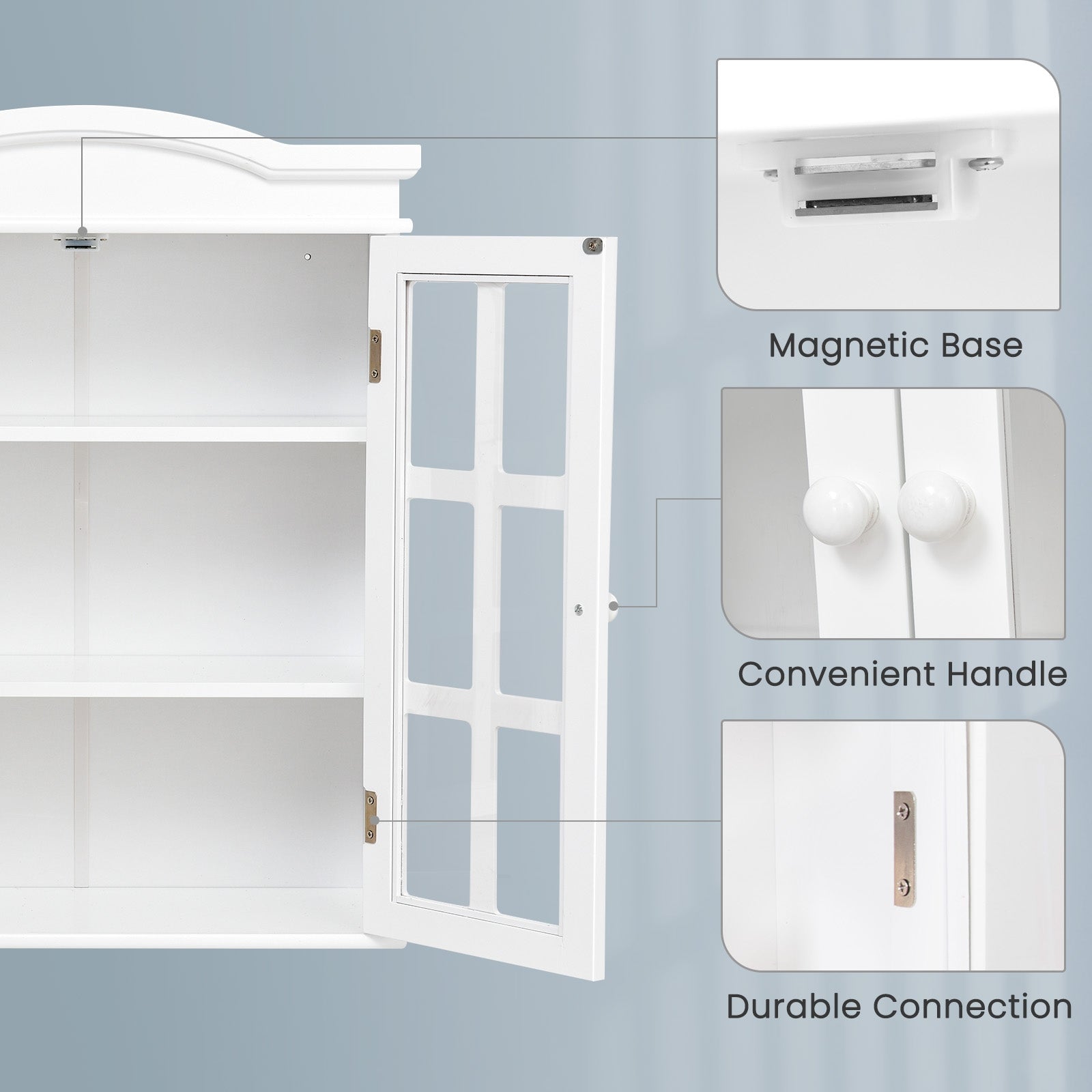 Wall-Mount Bathroom Double Doors Shelved Storage CabinetÂ 