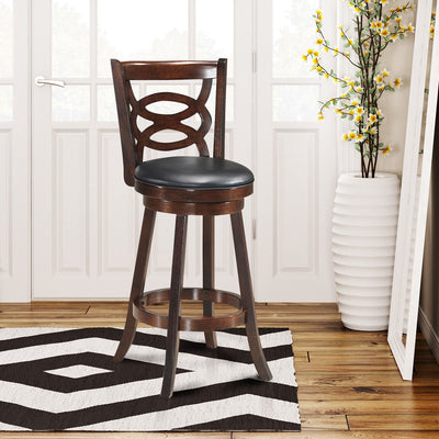 Counter Height Upholstered Espresso Swivel Dining Chair with Cushion Seat-24 InchÂ 