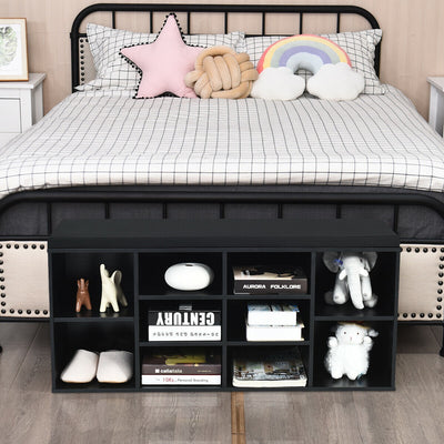10-Cube Organizer  Entryway Padded Shoe Storage Bench-BlackÂ 