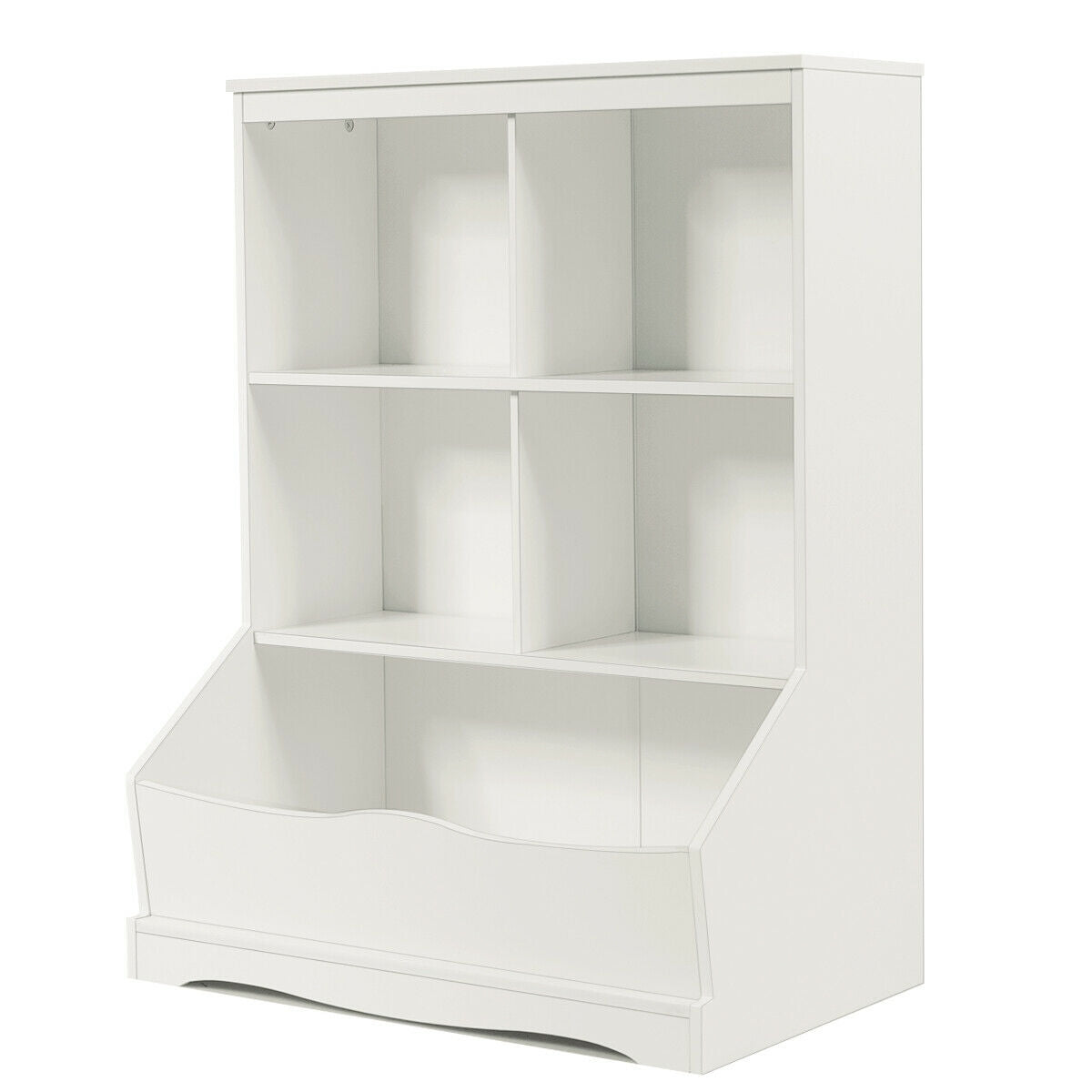 3-Tier Children's Multi-Functional Bookcase Toy Storage Bin Floor Cabinet-White