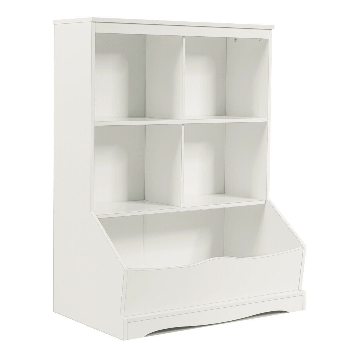 3-Tier Children's Multi-Functional Bookcase Toy Storage Bin Floor Cabinet-White