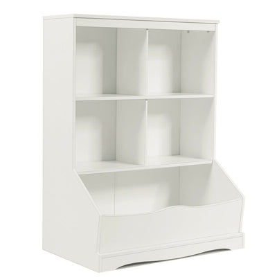3-Tier Children's Multi-Functional Bookcase Toy Storage Bin Floor Cabinet-WhiteÂ 