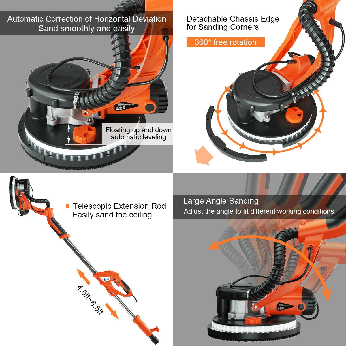 Electric Drywall Sander 750W Adjustable Variable Speed