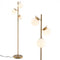3-Globe Floor Lamp with Foot Switch and Bulb Bases-Golden