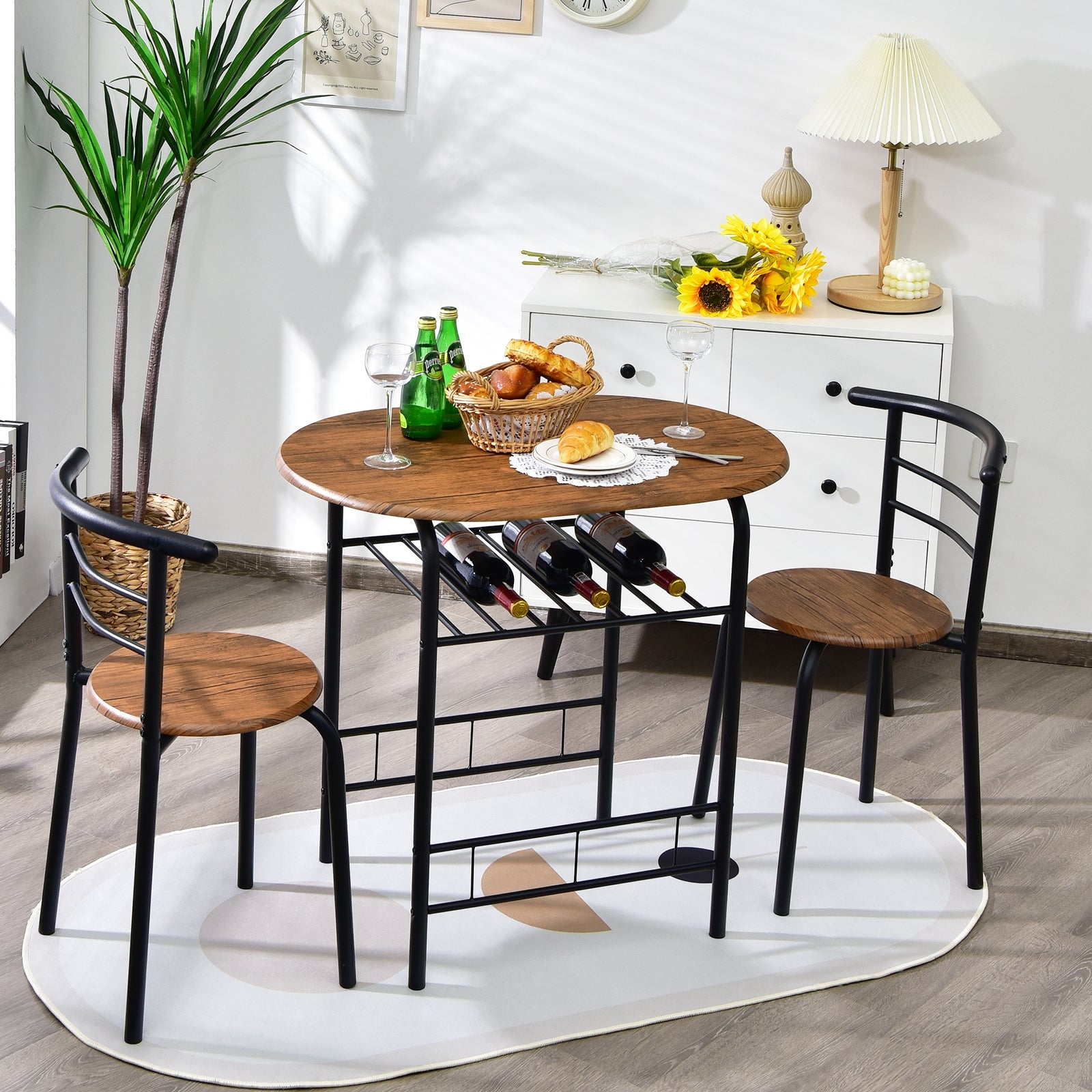 3-Piece Space-Saving Bistro Set for Kitchen and Apartment 