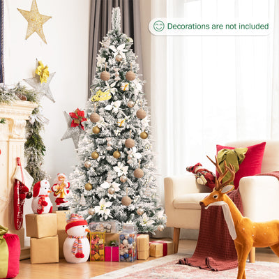 Artificial Christmas Tree Snow Flocked Pencil Tree-7 ftÂ 