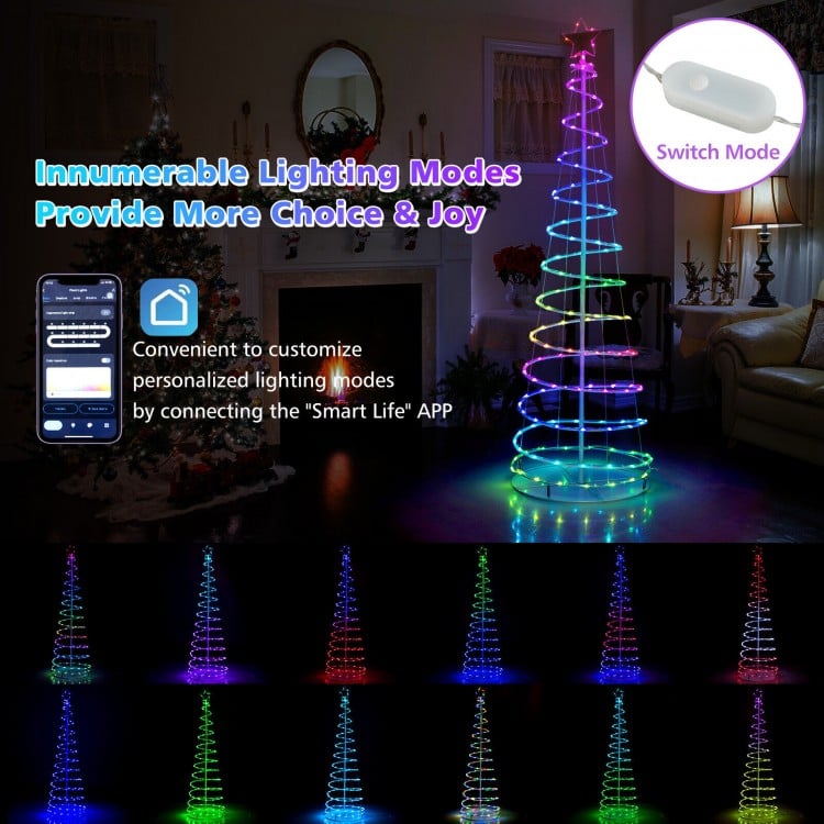 6 Feet Light Up Spiral Christmas Tree with Tree Top Star