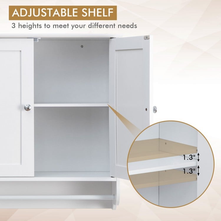 Wall Mounted Bathroom Storage Medicine Cabinet with Towel Bar-White