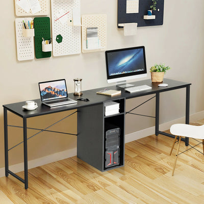 79 Inch Multifunctional Office Desk for 2 Person with Storage-BlackÂ 