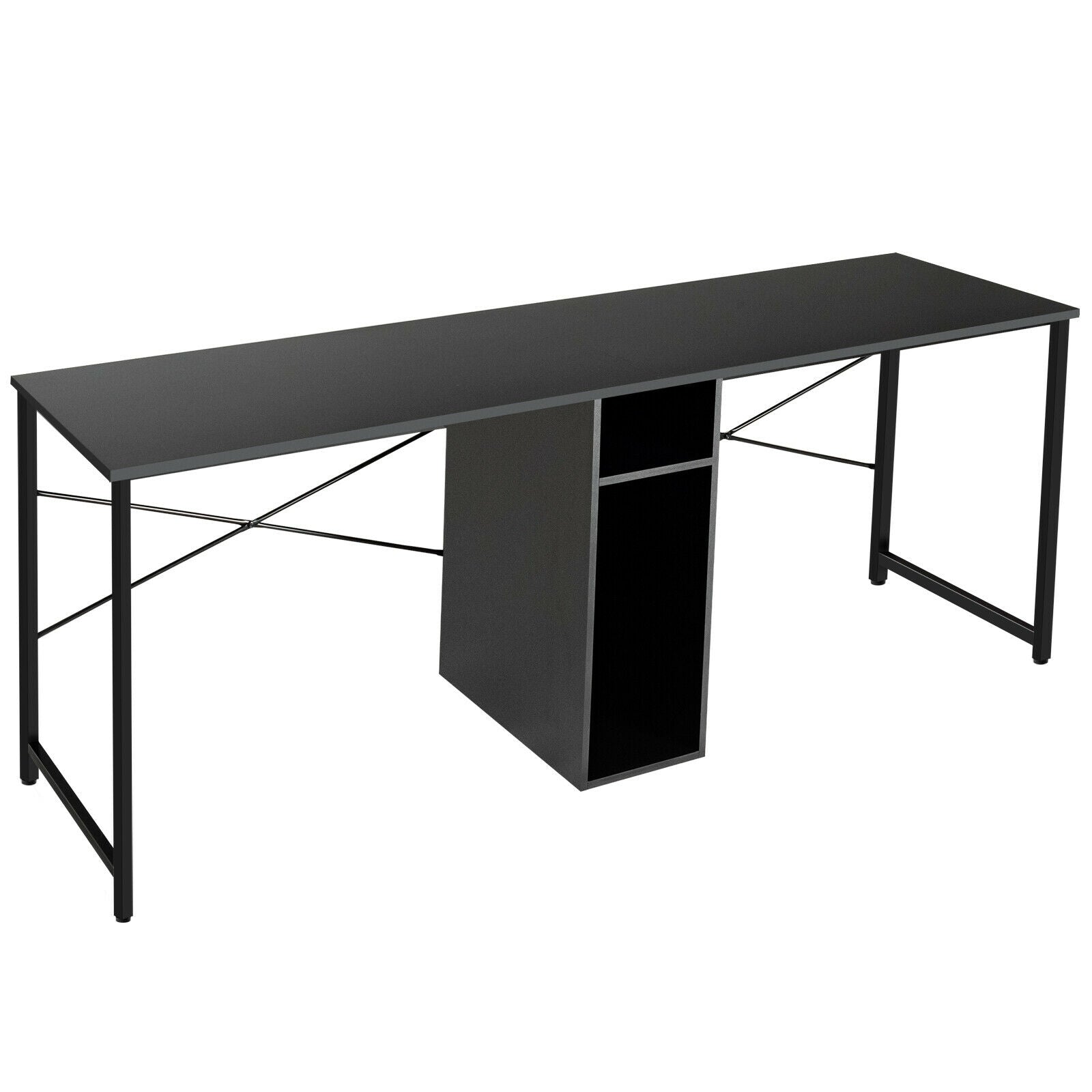 79 Inch Multifunctional Office Desk for 2 Person with Storage-Black