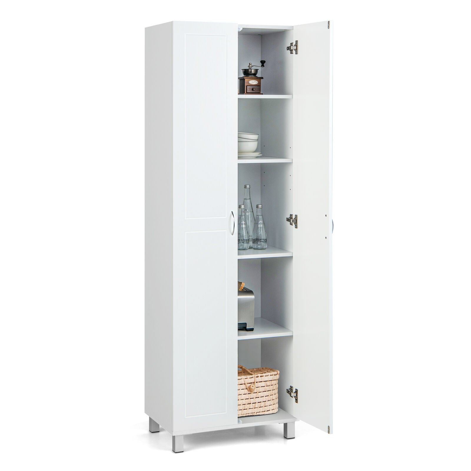 73.5 Inch Freestanding Double Door Tall Versatile Storage Organizer-White