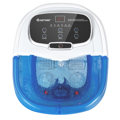 Portable All-In-One Heated Foot Bubble Spa Bath Motorized Massager-Blue and WitheÂ 