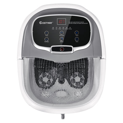 Portable All-In-One Heated Foot Bubble Spa Bath Motorized Massager-Gray 