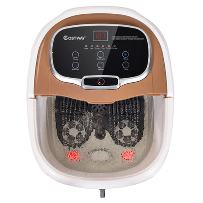 Portable All-In-One Heated Foot Bubble Spa Bath Motorized Massager-Coffee 