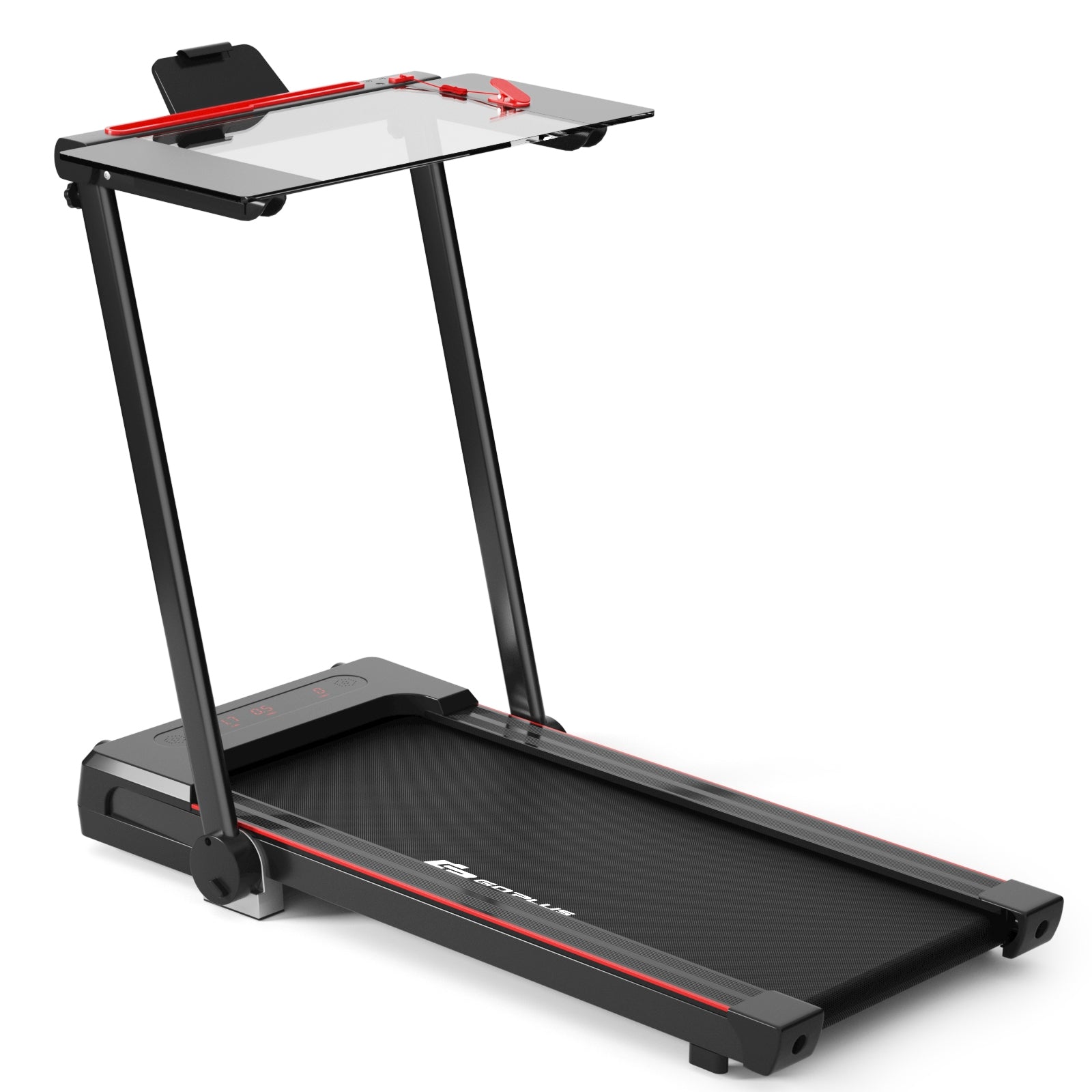 3-in-1 Folding Treadmill with Large Desk and LCD Display-BlackÂ 