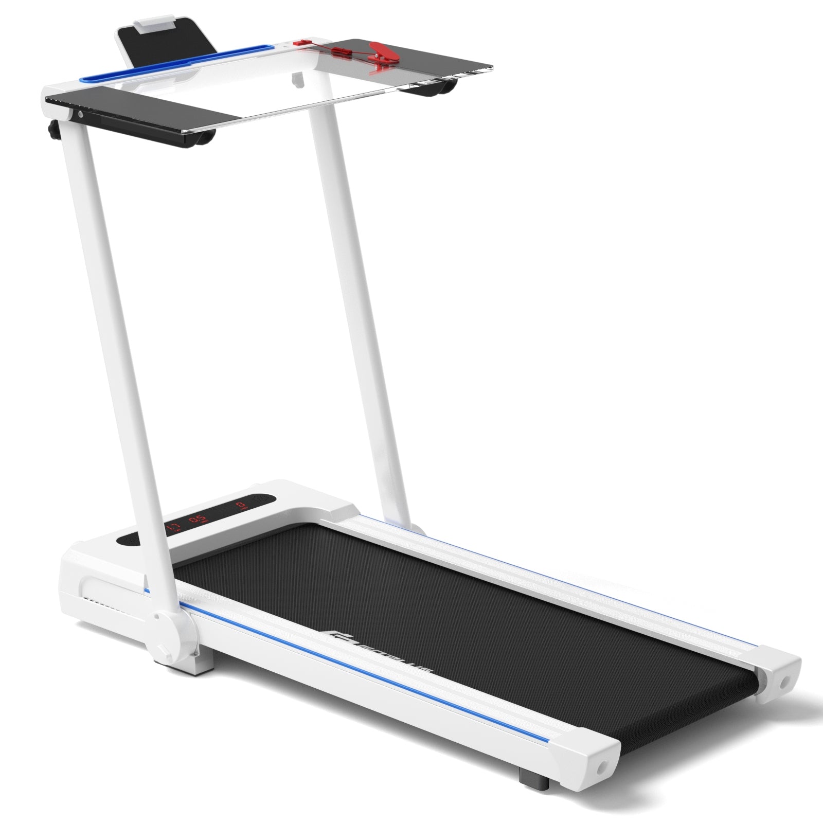 2.25HP 3-in-1 Folding Treadmill with Table Speaker Remote Control-WhiteÂ 