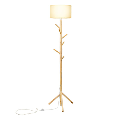Multifunctional Wood Floor Light with 6 Hooks and E26 Lamp HolderÂ 
