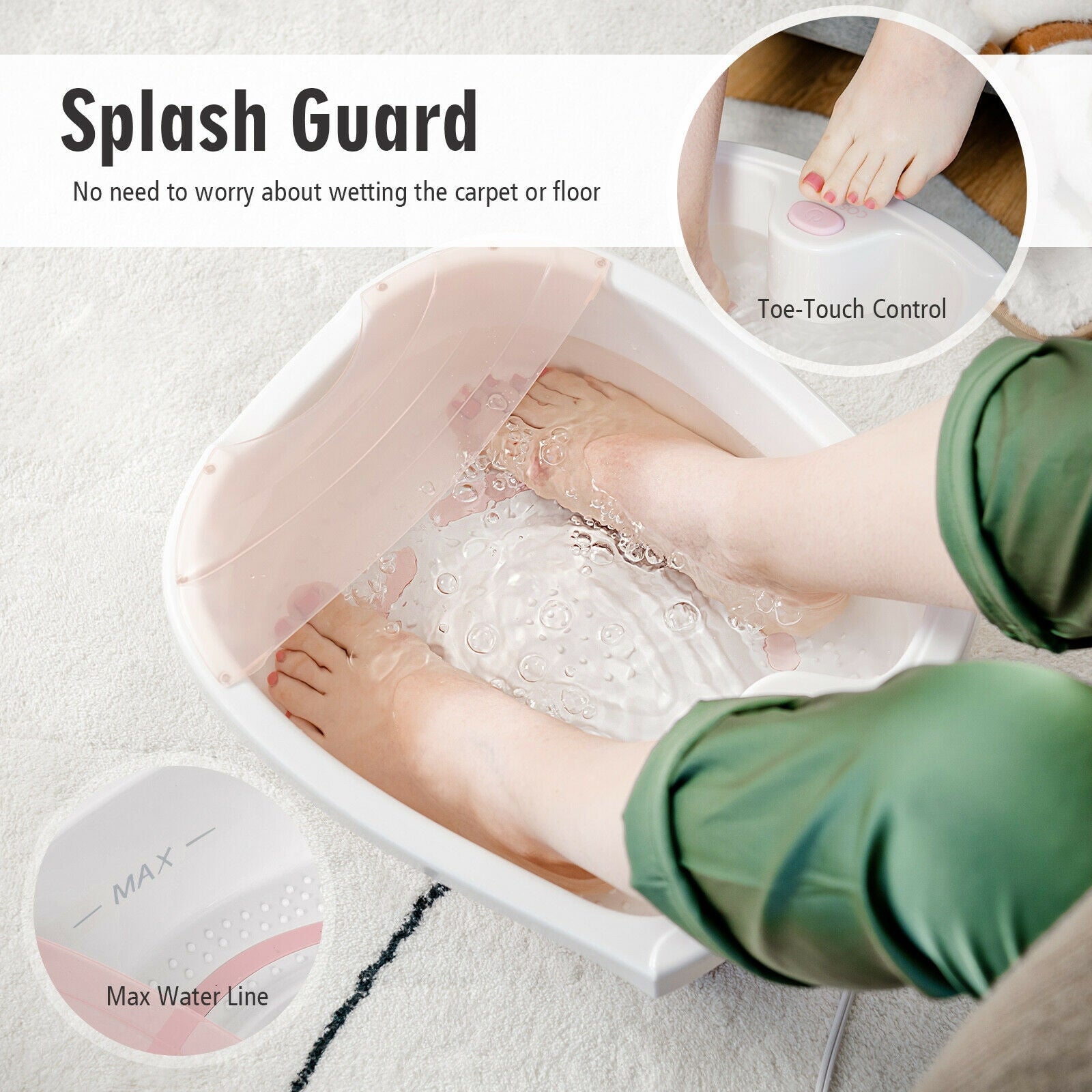 Foot Spa Bath with Bubble Massage-Pink