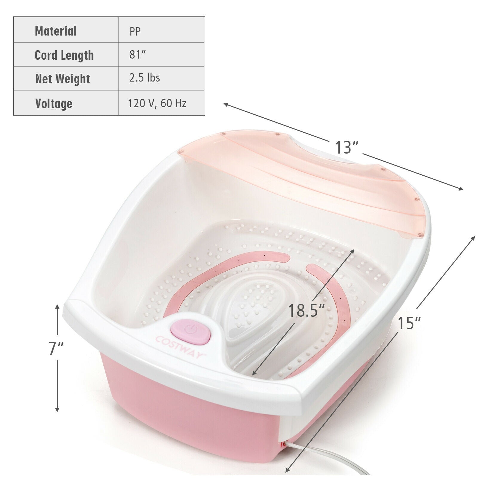 Foot Spa Bath with Bubble Massage-Pink