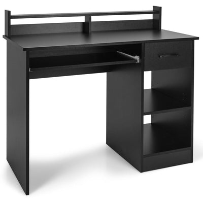 Study Laptop Table with Drawer and Keyboard Tray-Black 