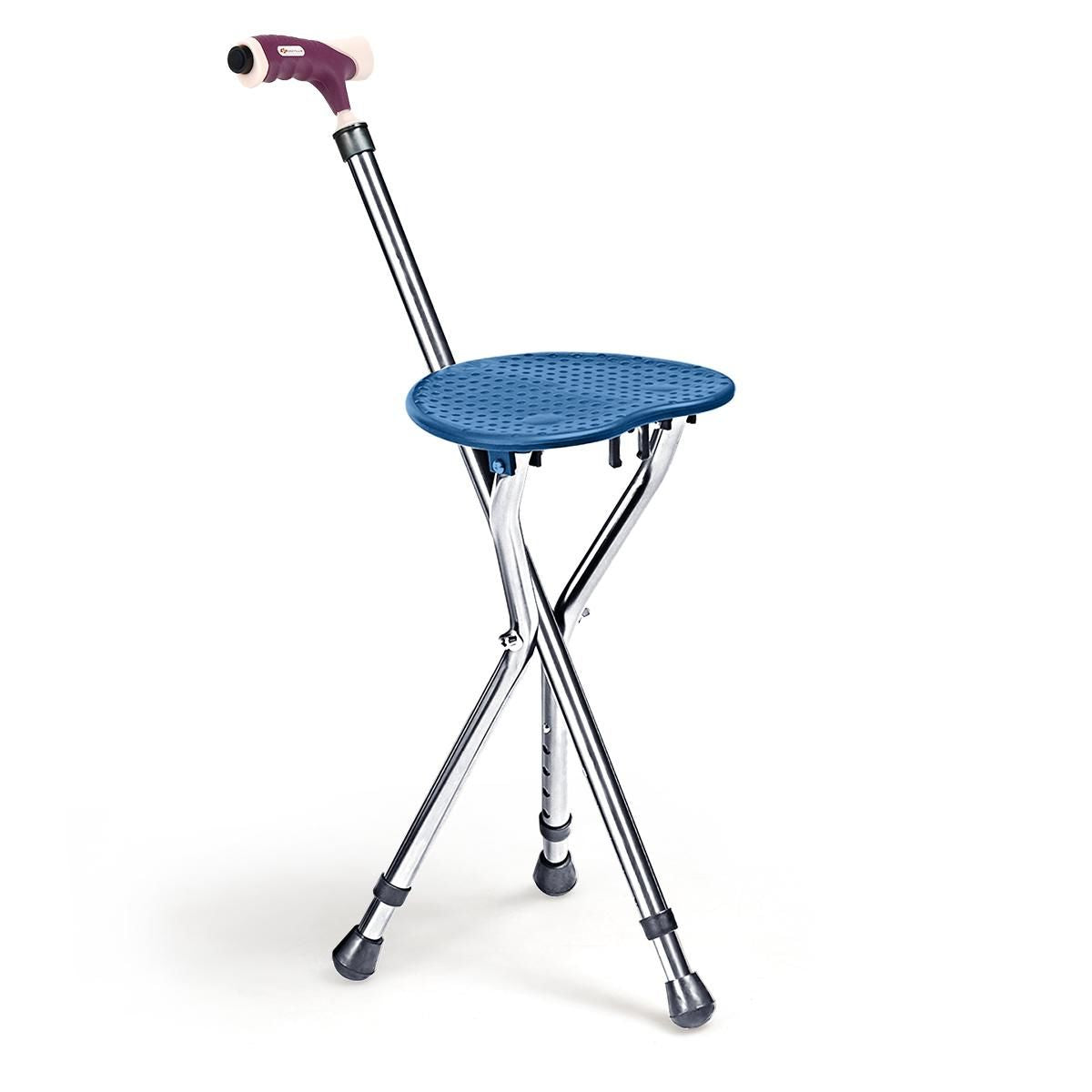 Lightweight Adjustable Folding Cane Seat with Light-Blue