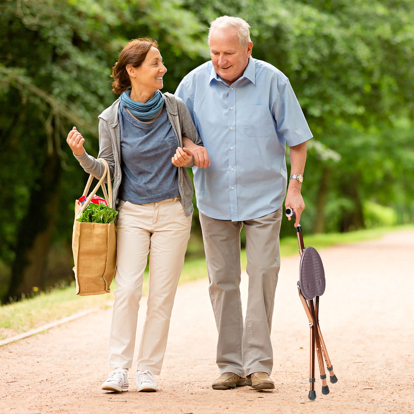 Lightweight Adjustable Folding Cane Seat with Light-Brown 