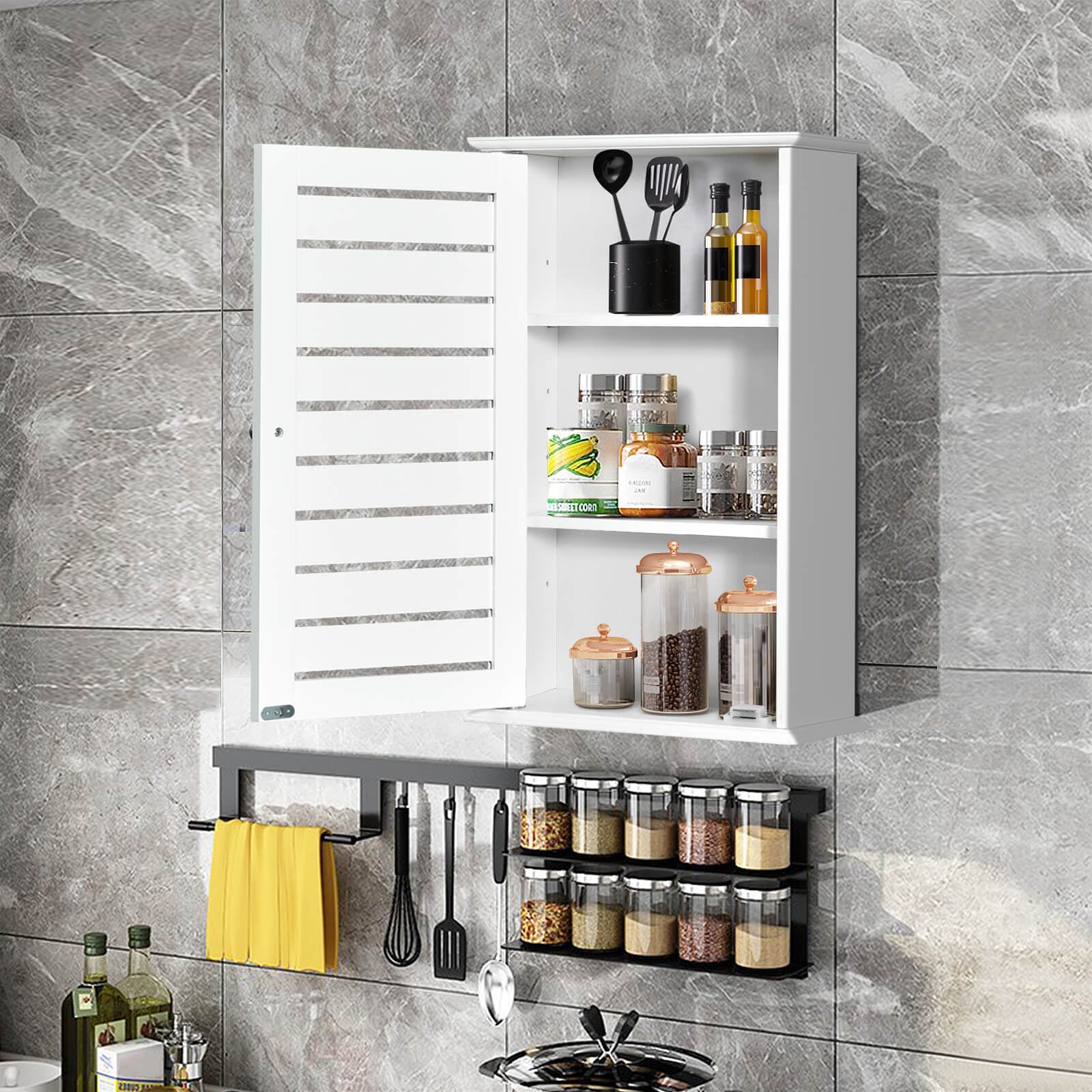 Wall Mount Medicine Cabinet Multifunction Storage Organizer