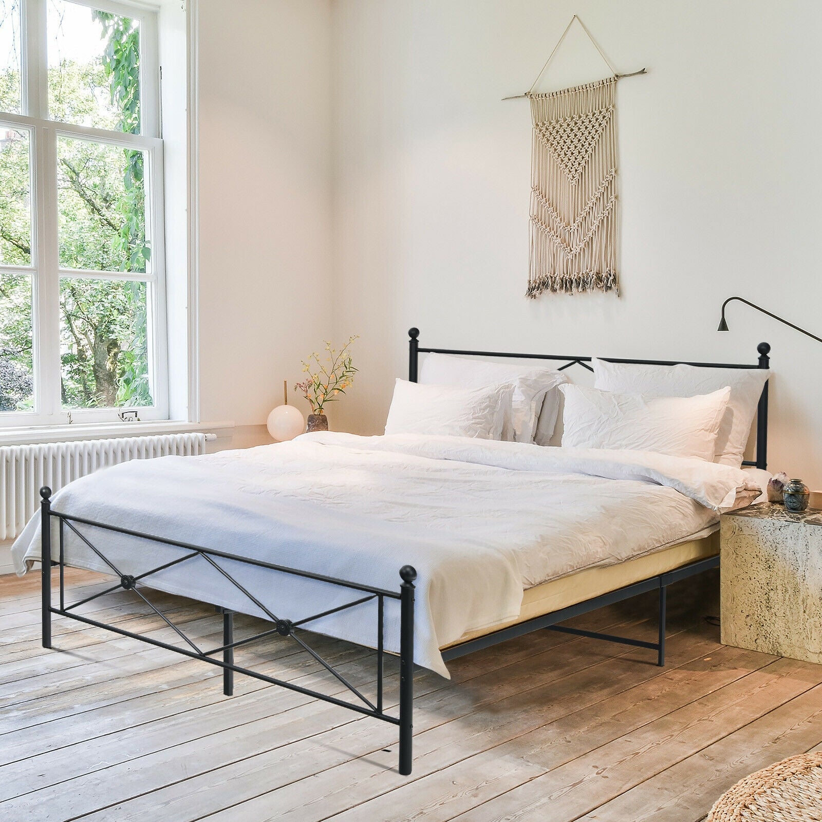 Full/Queen Size Metal Bed Frame Platform with Headboard-Full Size