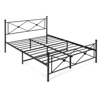 Full/Queen Size Metal Bed Frame Platform with Headboard-Queen Size 