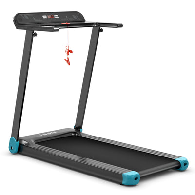 Folding Electric Compact Walking Treadmill with APP Control Speaker-Blue 