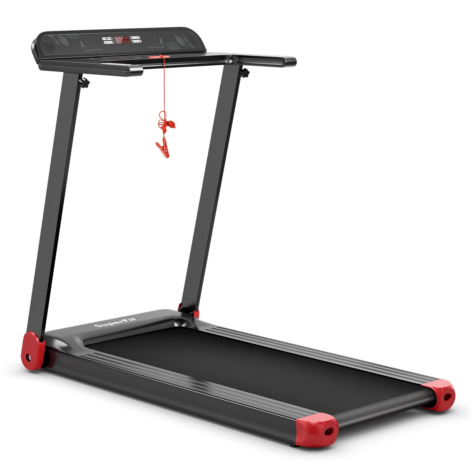 Folding Electric Compact Walking Treadmill with APP Control Speaker-Red 