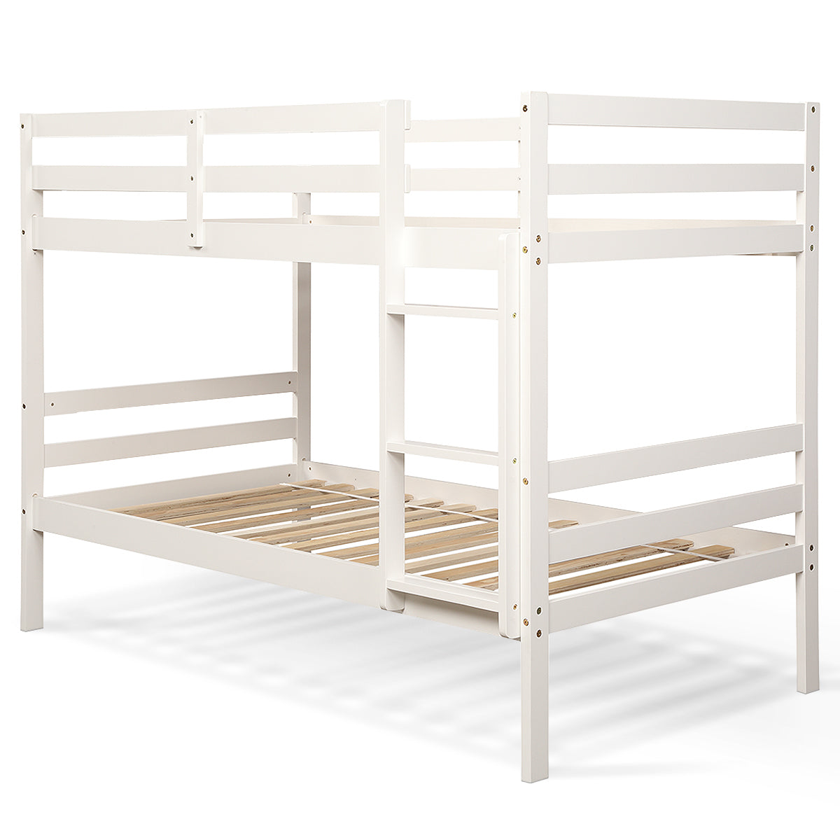 Twin Bunk Bed Children Wooden Bunk Beds Solid Hardwood-White