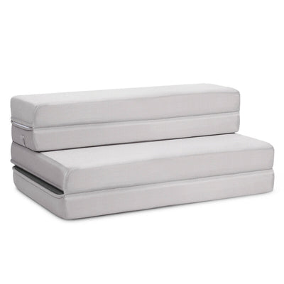 4 Inch Folding Sofa Bed Foam Mattress with Handles-Twin XLÂ 