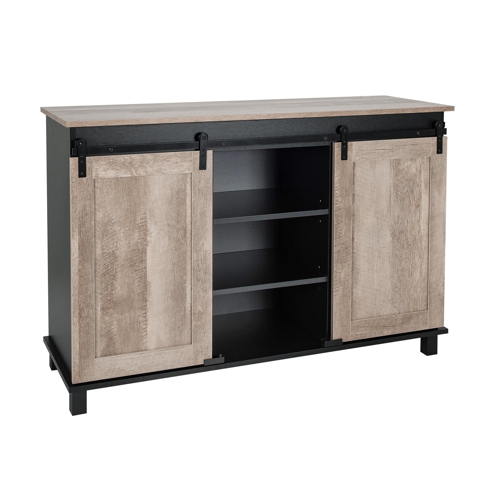 Kitchen Buffet Sideboard with 2 Sliding Barn Doors for Dining Living Room-Oak 