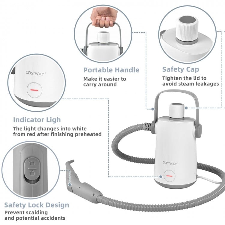 1000W Multifunction Portable Hand-held Steam Cleaner with 10 Accessories