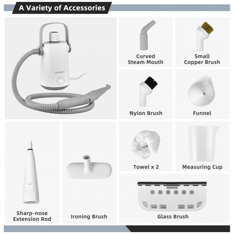 1000W Multifunction Portable Hand-held Steam Cleaner with 10 Accessories