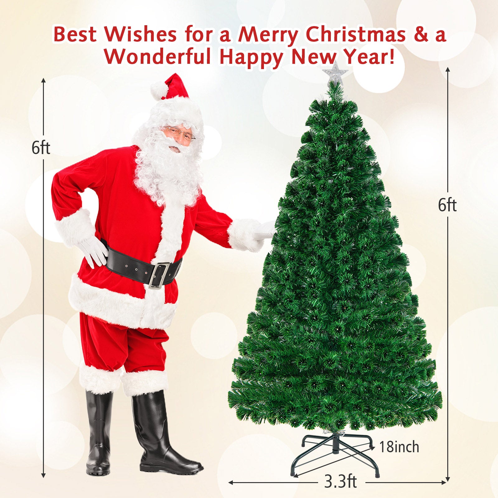 5'/6'7' LED Fiber Optic Artificial Christmas Tree w/ Top Star-6'