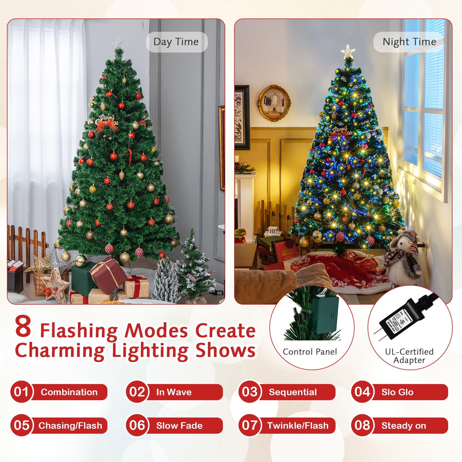 5'/6'7' LED Fiber Optic Artificial Christmas Tree w/ Top Star-6'