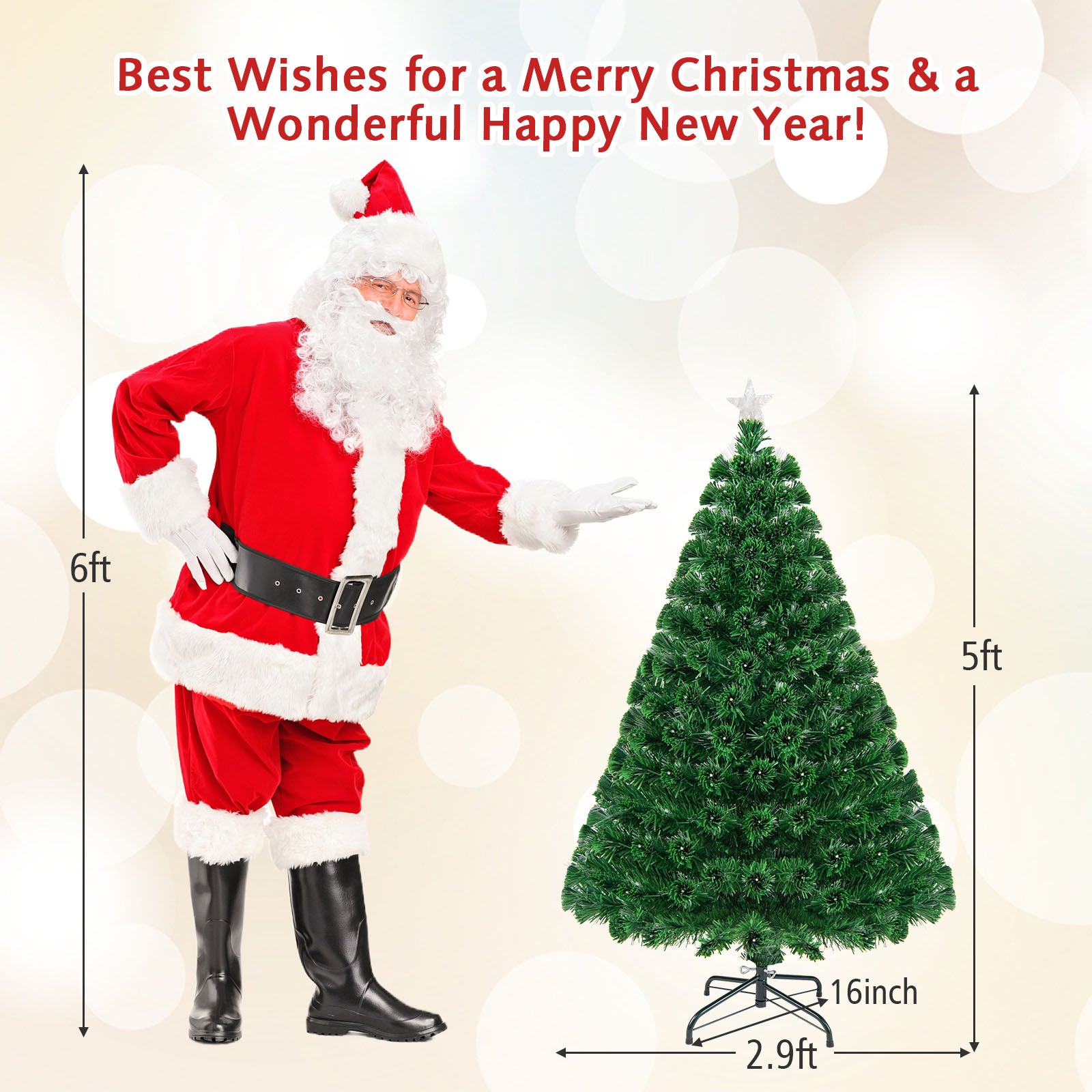 5'/6'7' LED Fiber Optic Artificial Christmas Tree w/ Top Star-5'