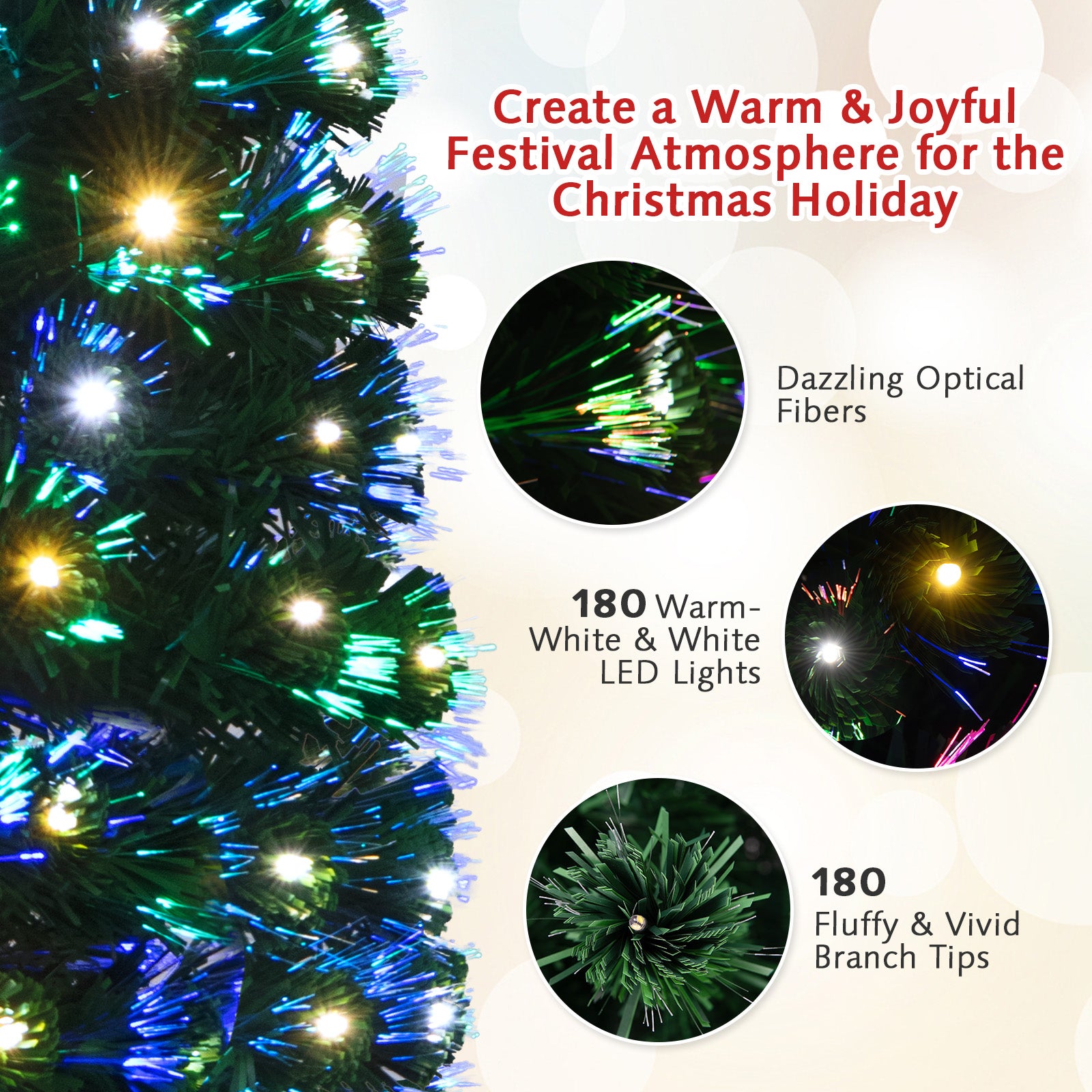 5'/6'7' LED Fiber Optic Artificial Christmas Tree w/ Top Star-5'